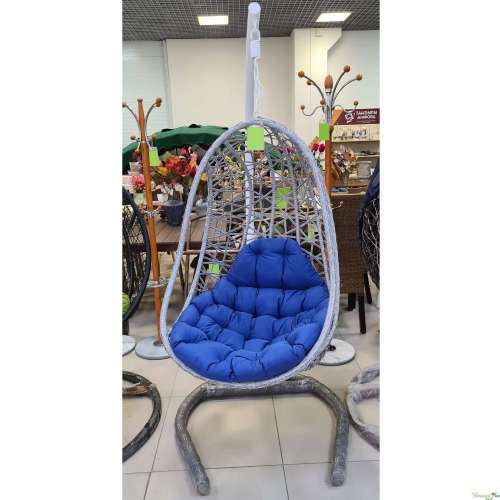 Кресло подвесное "Asti" тростник, simple 017-синий, опора белая, до 150 кг