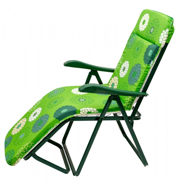 Кресло - шезлонг "Леонардо" зеленый цветы/зеленый подлокотник, 130 кг (с446/82/1) Беларусь